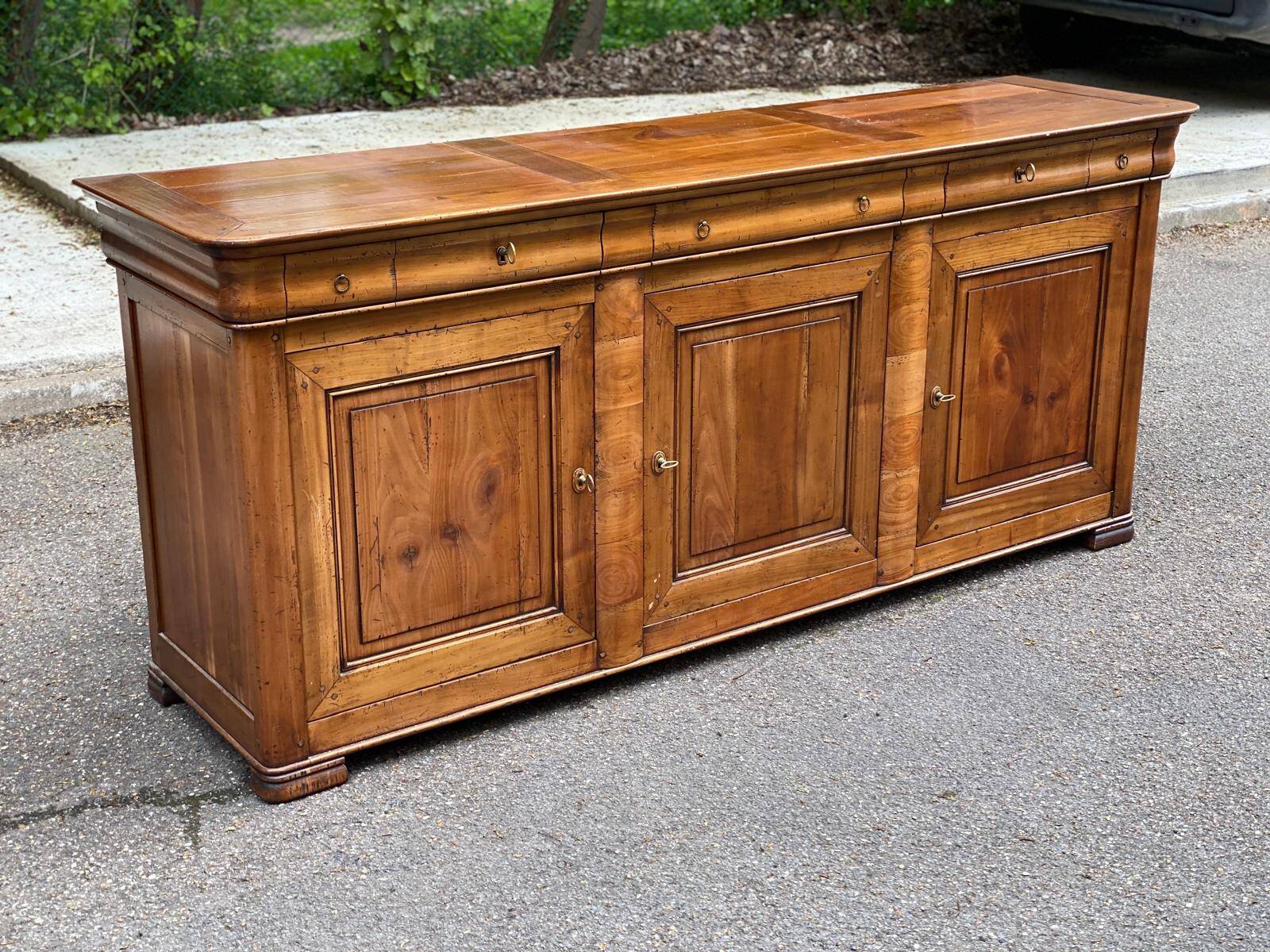Louis Philippe solid oak sideboard with 3 drawers and 3 doors