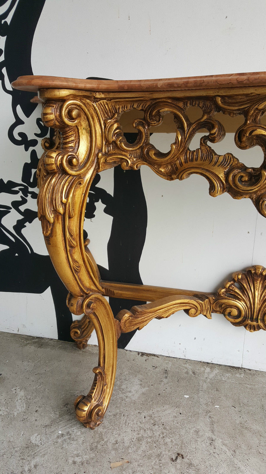 Claude Dalle large console wood dore platter signed marble Romeo