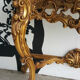 Claude Dalle grande console bois dore plateau marbre signée  Romeo