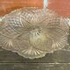 Antique art nouveau fruit bowl moulded glass + golden metal pedestal