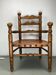 Rustic french farm chair, leather seat ca 1930s-1950s