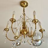 6-light chandelier in gold metal and tassels
