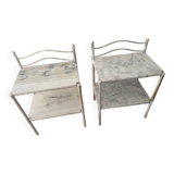 2 tables chevet laiton - marbre