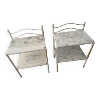 2 tables chevet laiton - marbre