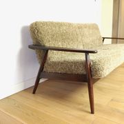 Beautiful vintage three-seater sofa from the 80s with removable cushions - long pile khaki, dark beige