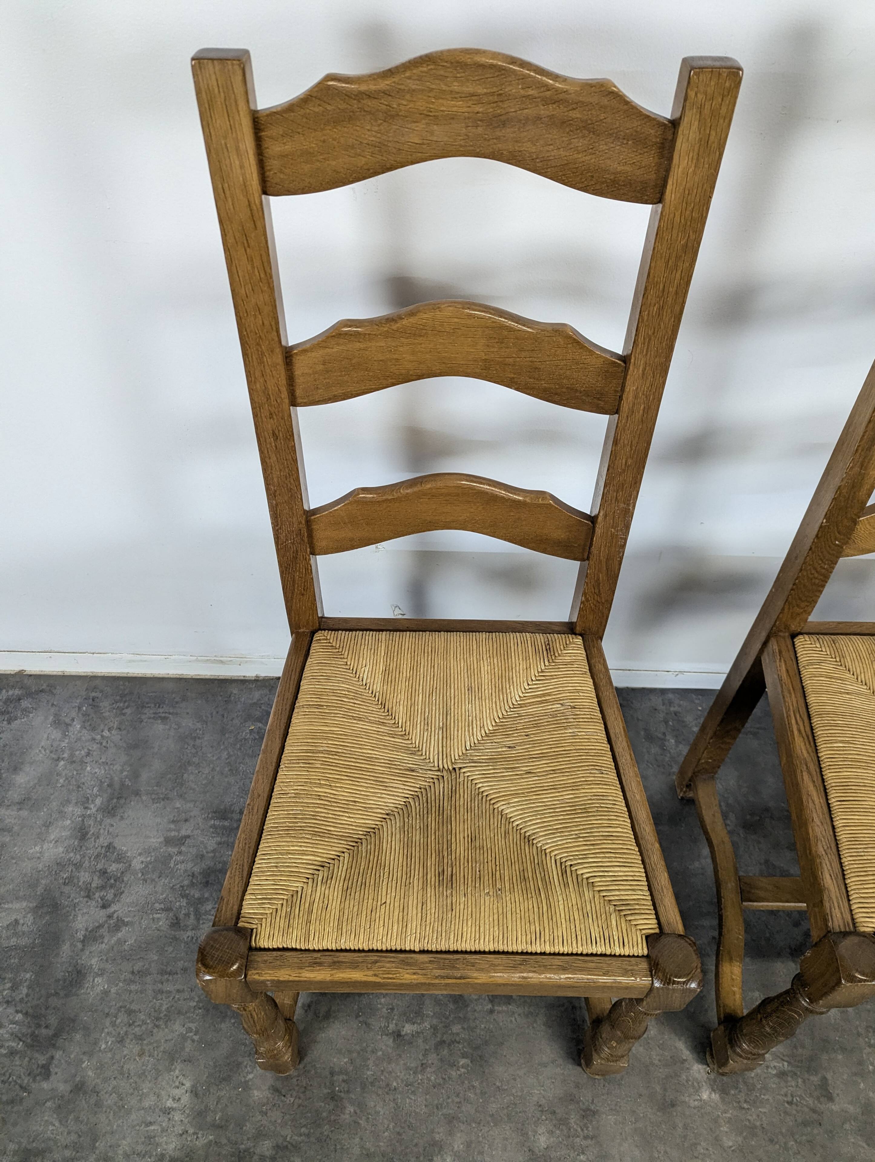 Set of 4 rush-seated chairs