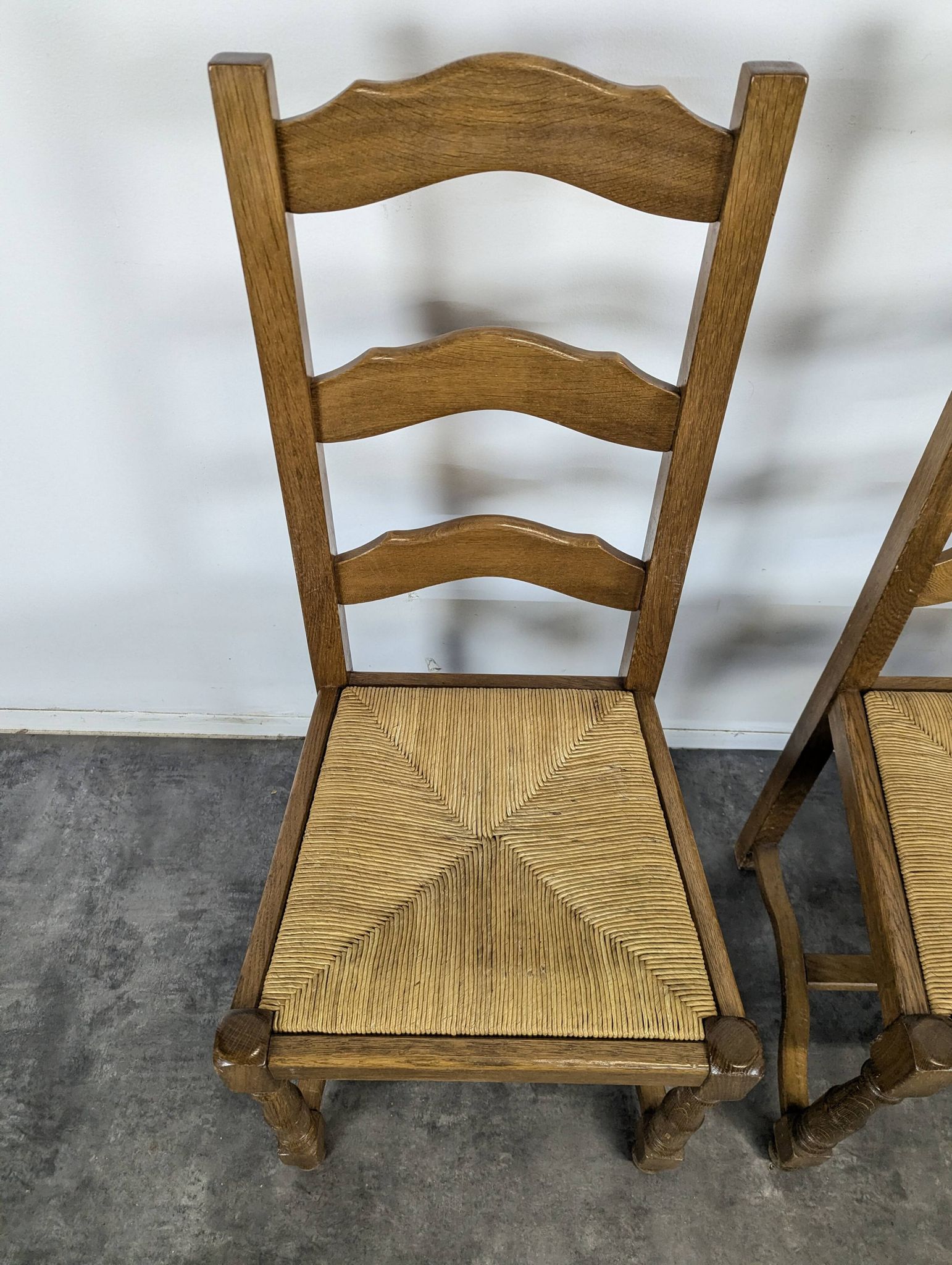 Set of 4 rush-seated chairs