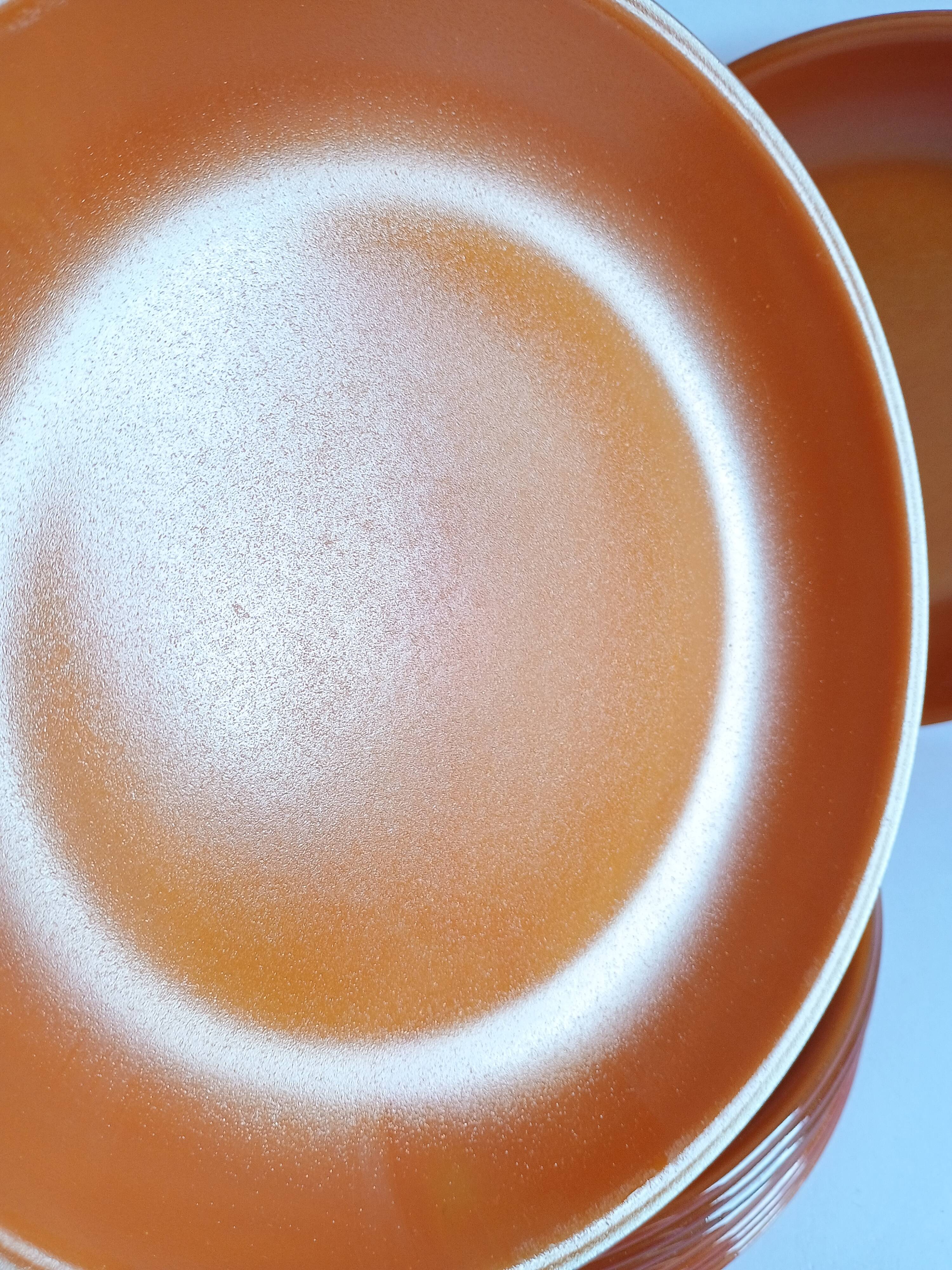 Set of 9 vintage opaline brown plates