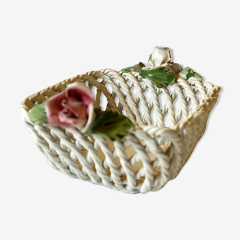 Bol en céramique Bassano fait main avec des roses, millésime des années 1970