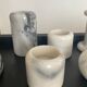 Series of 7 vintage Carrara marble candlesticks