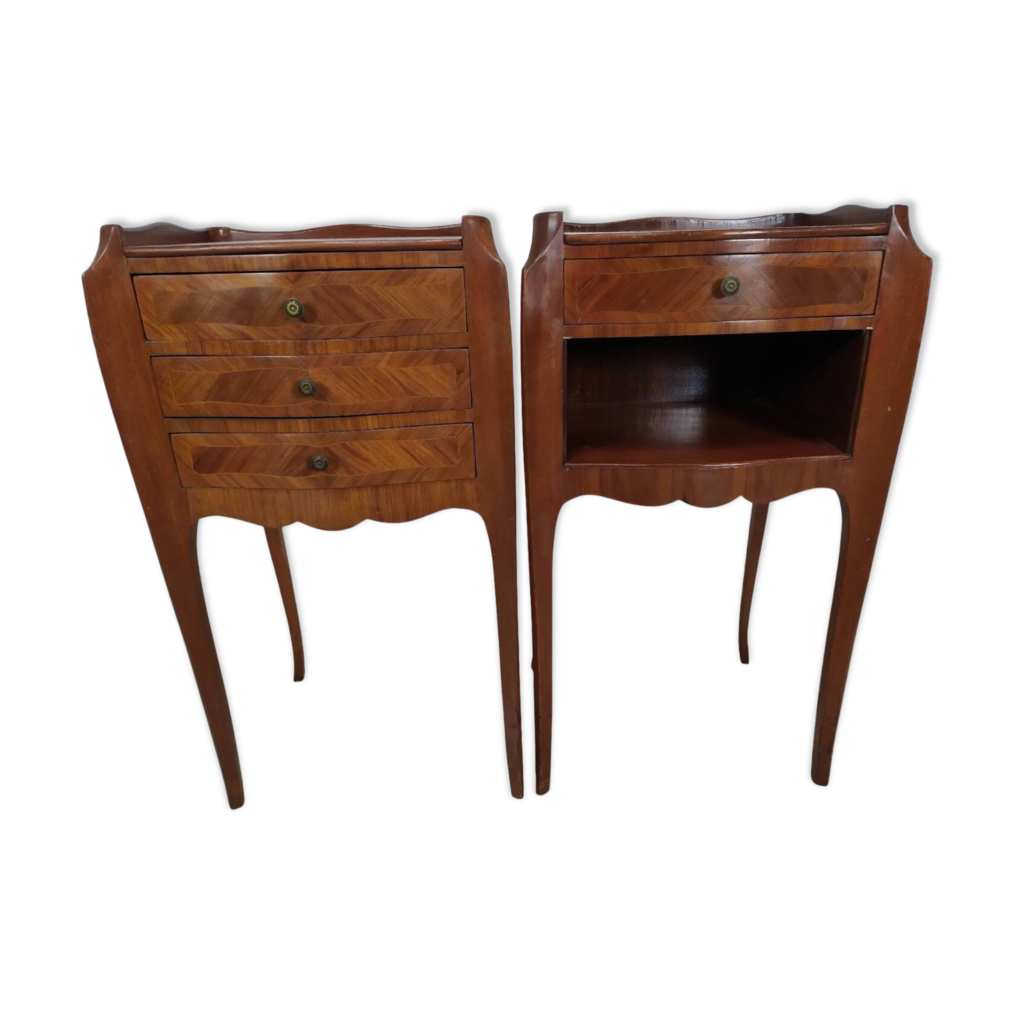 Pair of marquetry bedside tables