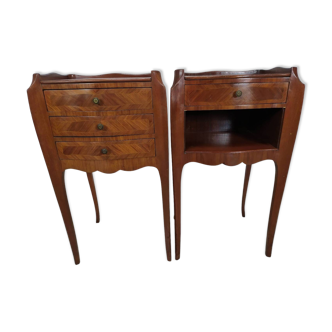 Pair of marquetry bedside tables