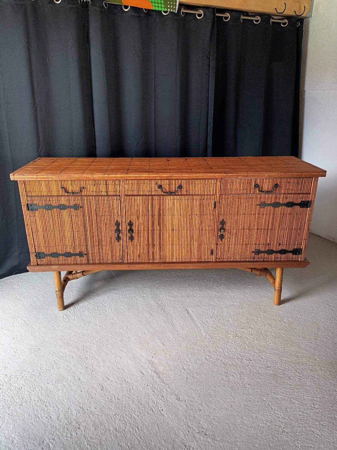 Vintage rattan sideboard