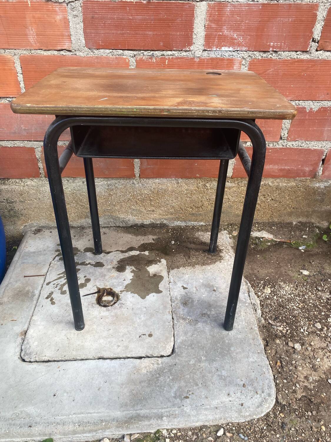 Old children's desk, metal and wood
