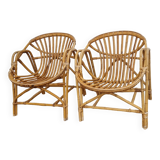 paire fauteuils rotin Coquille
