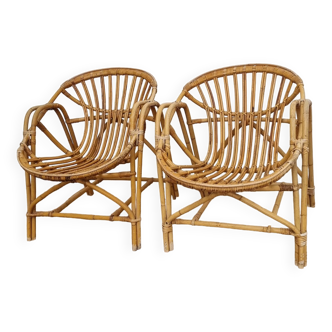 paire fauteuils rotin Coquille