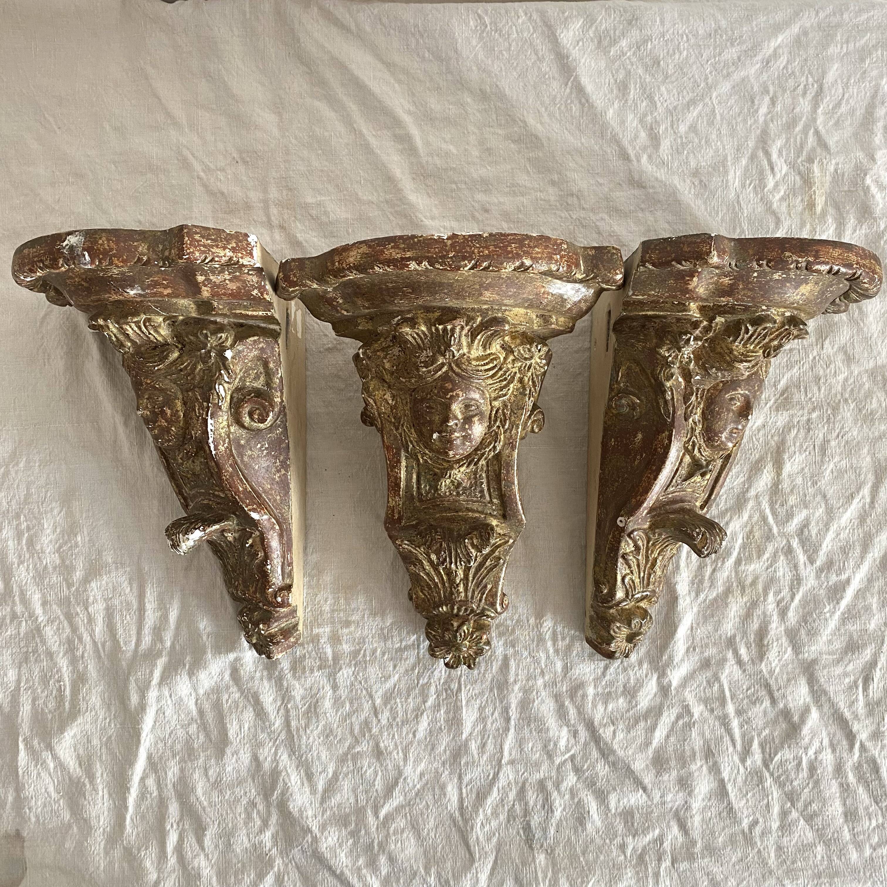 Baroque plaster corner consoles