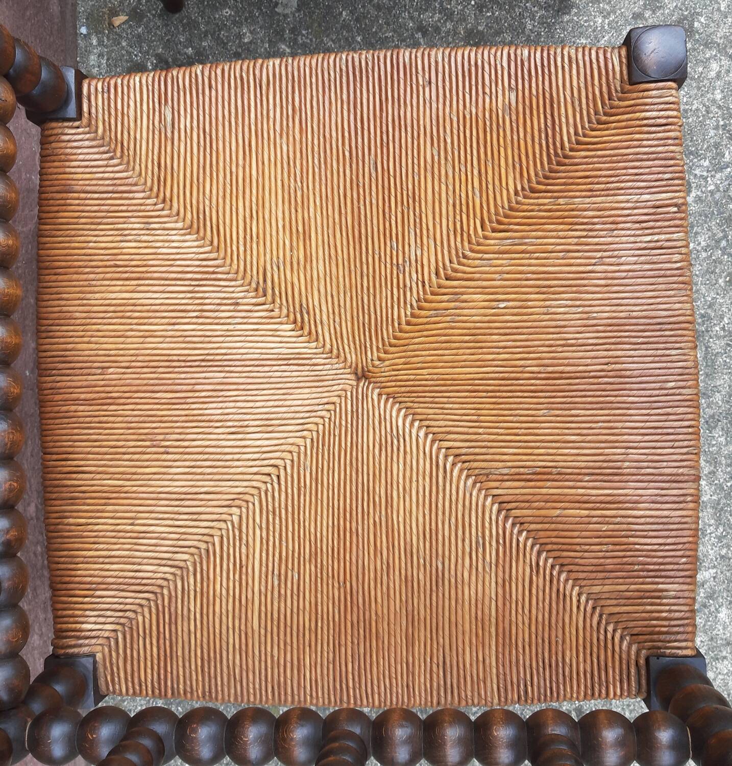 Pair of corner chairs or armchairs "fireplace corner" (Straw seat)