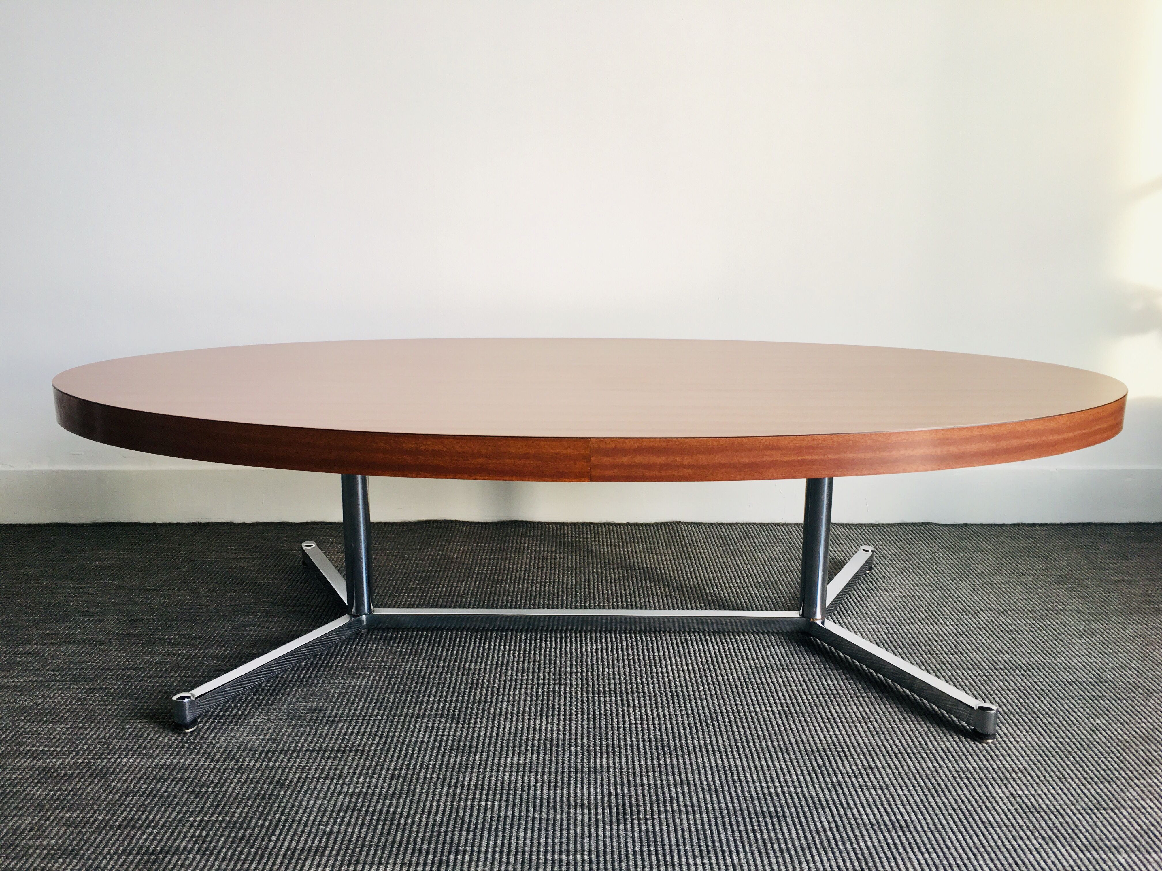 Table design low, oval shape, vintage.