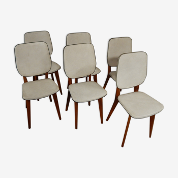 Lot de 6 chaises blanche vintage design année 50/60