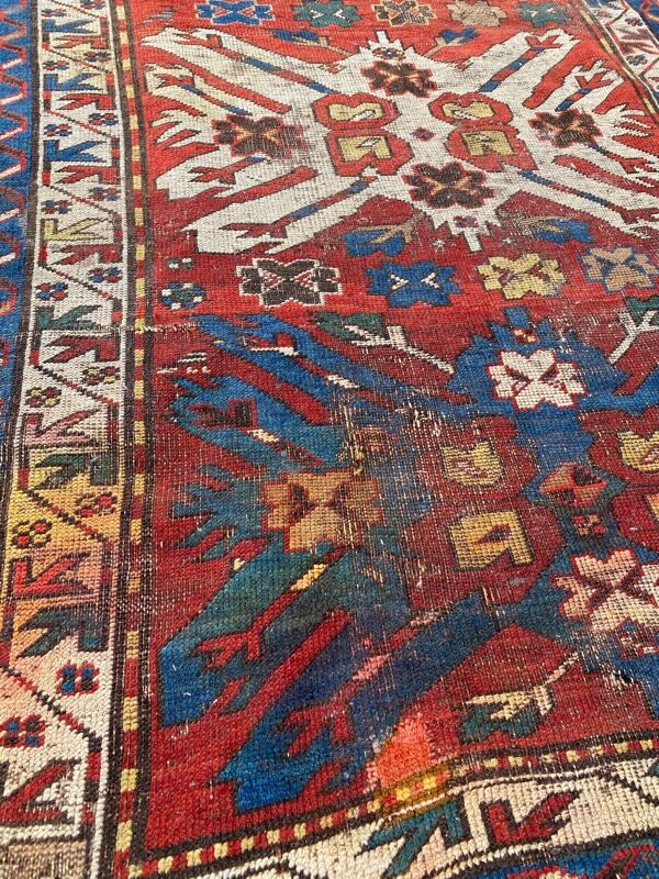 Ancient Caucasian carpet Kazak eagle 143x257 cm