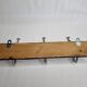 Art Deco wall rack in metal and wood, 3 hooks, 47 cm