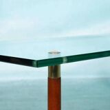 Vintage coffee table glass teak brass, mid-century coffee table.