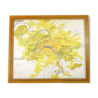 Carte murale scolaire géographie Rossignol Paris et région parisienne