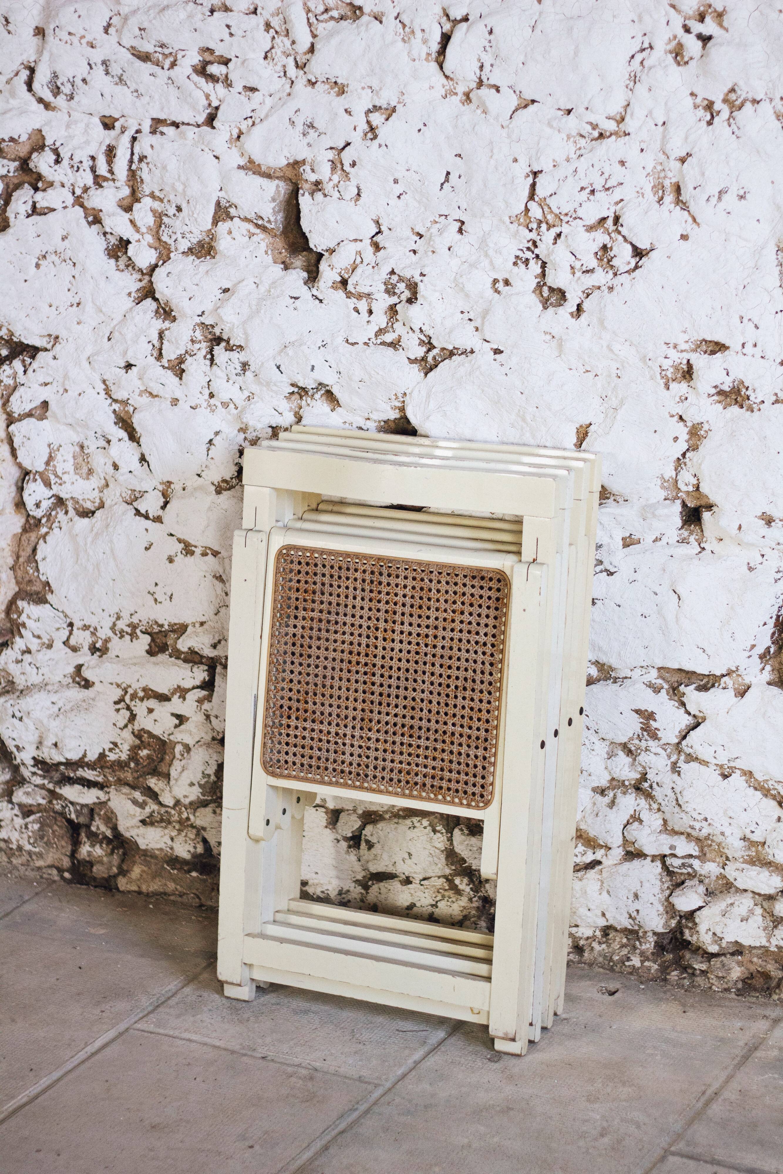 4 vintage folding cane chairs