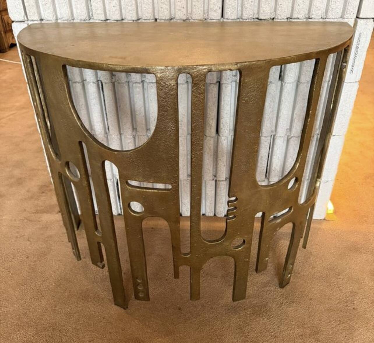 Vlab brutalist console in bronze-finished metal