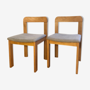 Pair of chairs in beech 60s / 70s