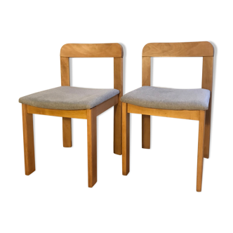 Pair of chairs in beech 60s / 70s