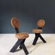 Mediterranean Tripod Side Chairs by Audoux Minet, France, 1950s, Set of 2