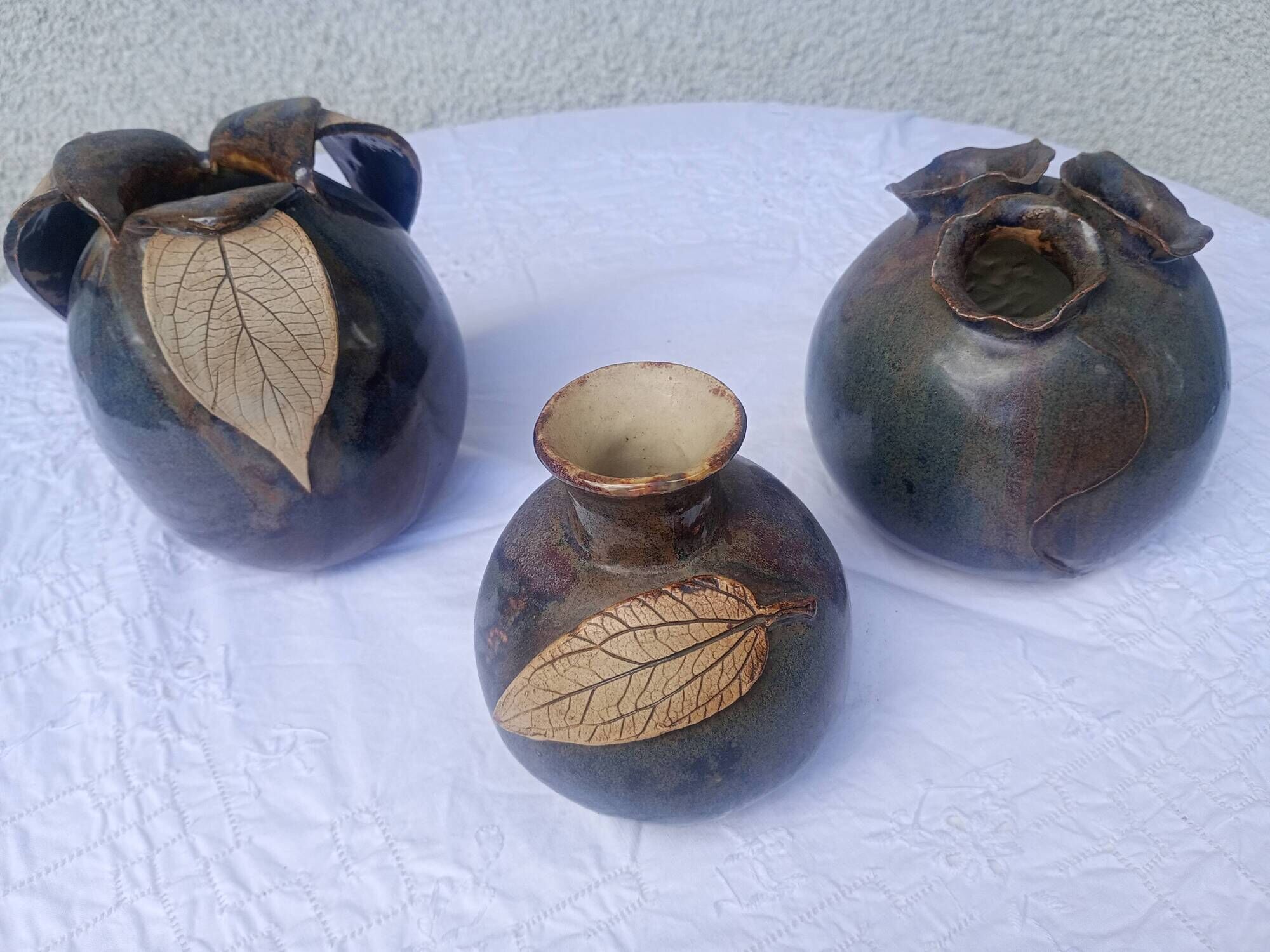 Atelier Freiling 3x round vase for small bouquet in stoneware Autumn ambiance