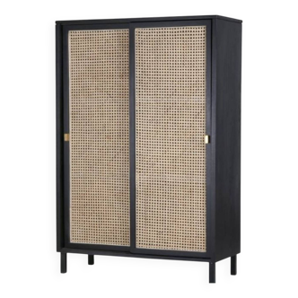 HK Living Wooden Sliding Door Wardrobe - Black