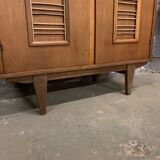 Vintage oak and rattan cabinet 1960