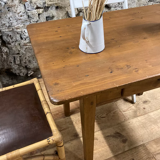 Rectangular wooden farmhouse table or rustic desk with antique drawer