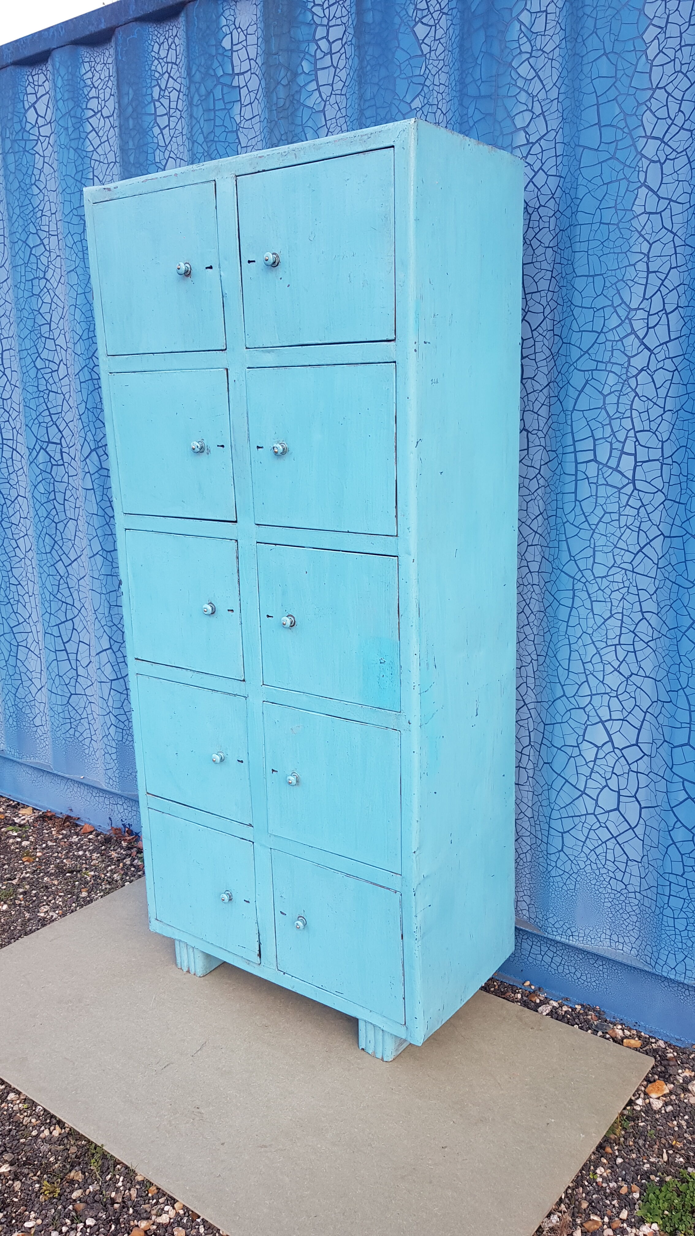 Old metal workshop furniture original turquoise patina