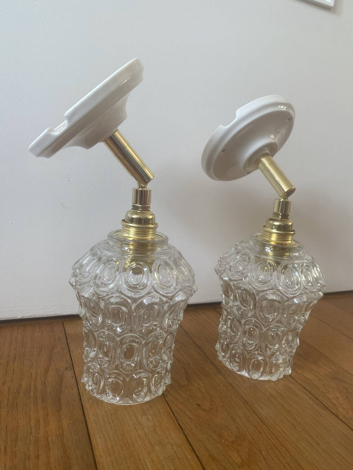 Pair of vintage glass globe wall lights