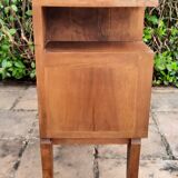Walnut and grey marble bedside table