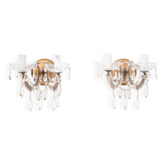 A pair of crystal sconces, France.