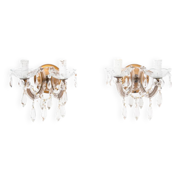 Paire d'appliques en cristal, France.
