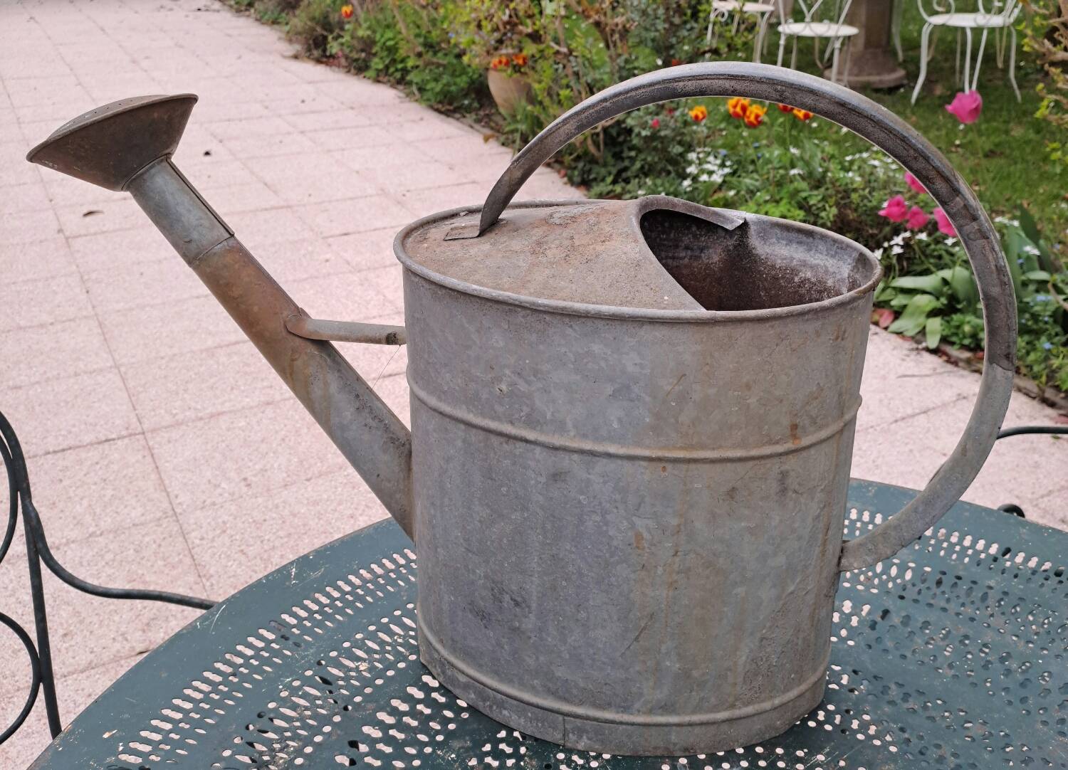 Old zinc watering can