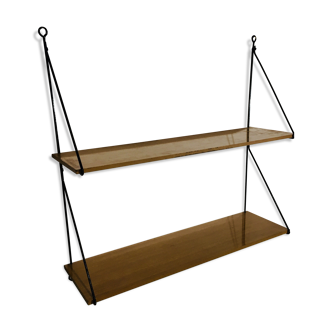 Wood and metal wall unit shelf from the 1960s