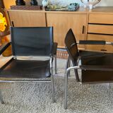 Pair of Klinte, Tord Bjorklund armchairs in brown leather 1980