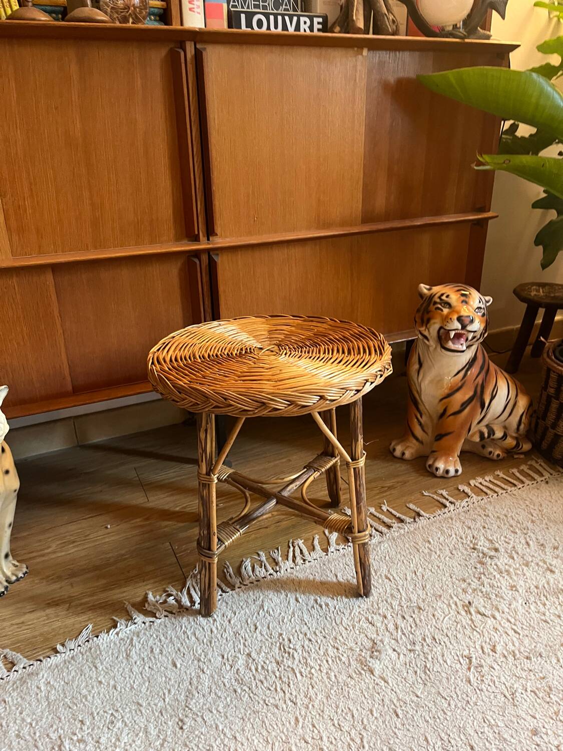 Vintage wicker side table
