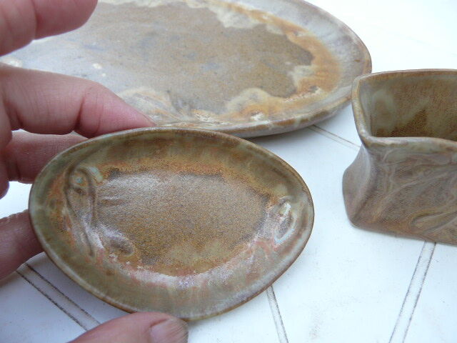 Sandstone smoker's necassary signed Denbac art nouveau