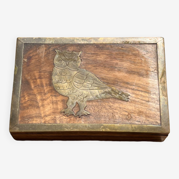 Wooden box decorated with owl decoration