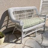 Vintage rattan kids garden bench