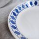 Badonviller Round Foot Dishes Blue Harlequin Patterns "Marie"